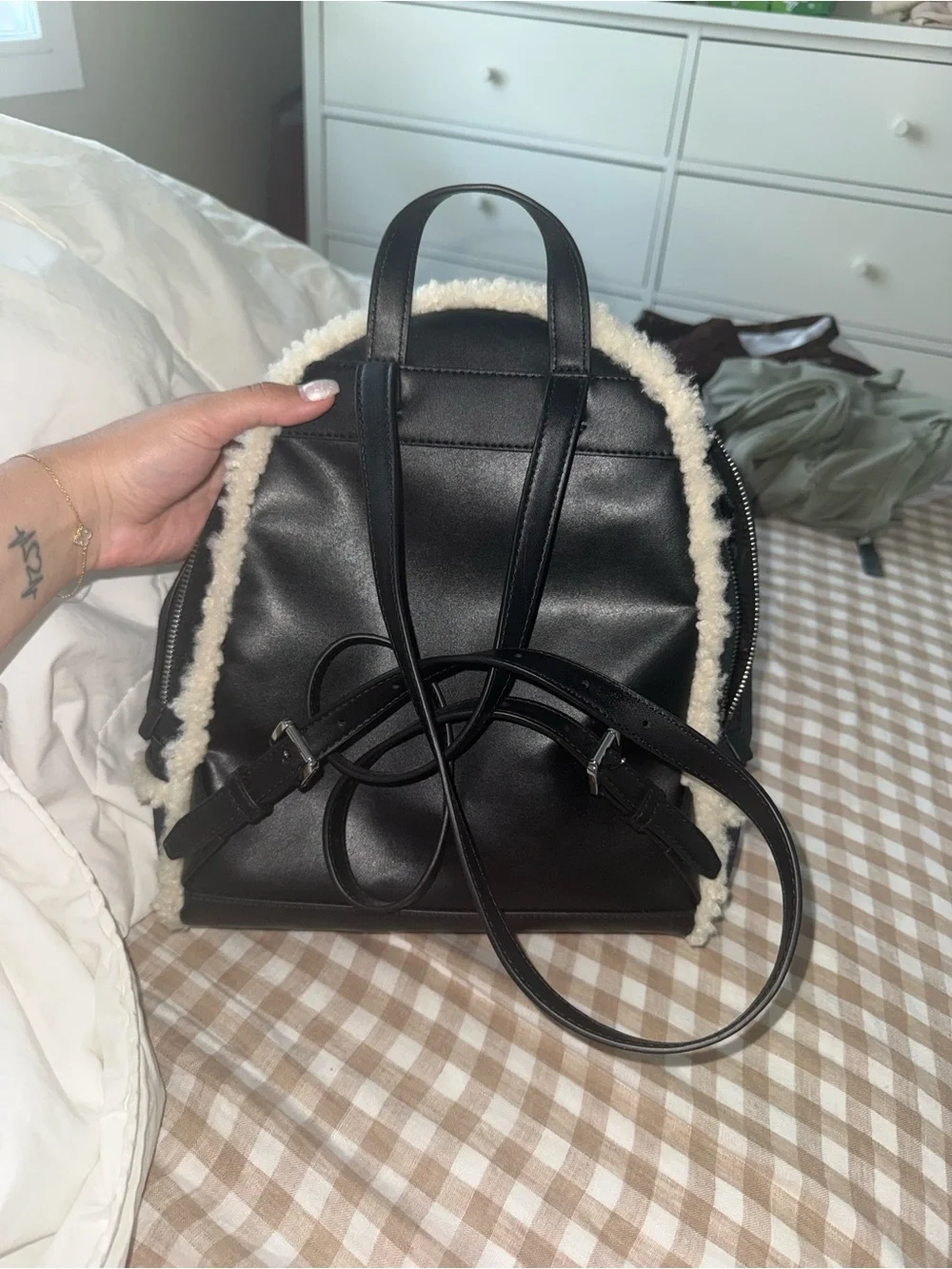 Michael Kors Black sherpa backpack medium size